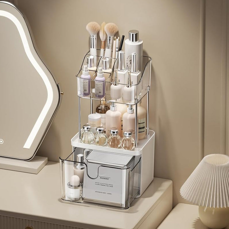 2 Layer Makeup Organizer Countertop, Skincare And Makeup Organizer, Bathroom Counter Organizer, Anti-Slip Dustproof Exquisite Vanity Organizer 2 Layer Makeup Organizer Countertop, Skincare And Makeup Organizer, Bathroom Counter Organizer, Anti-Slip Dustproof Exquisite Vanity Organizer